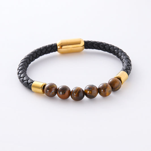 Tiger Eye Leather Bracelet