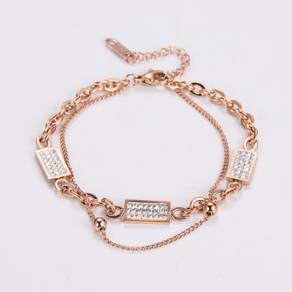 Crystal Square Charm Bracelet