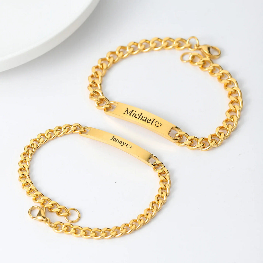 Personalized Couple Bracelets – Matching Name Engraved Jewelry