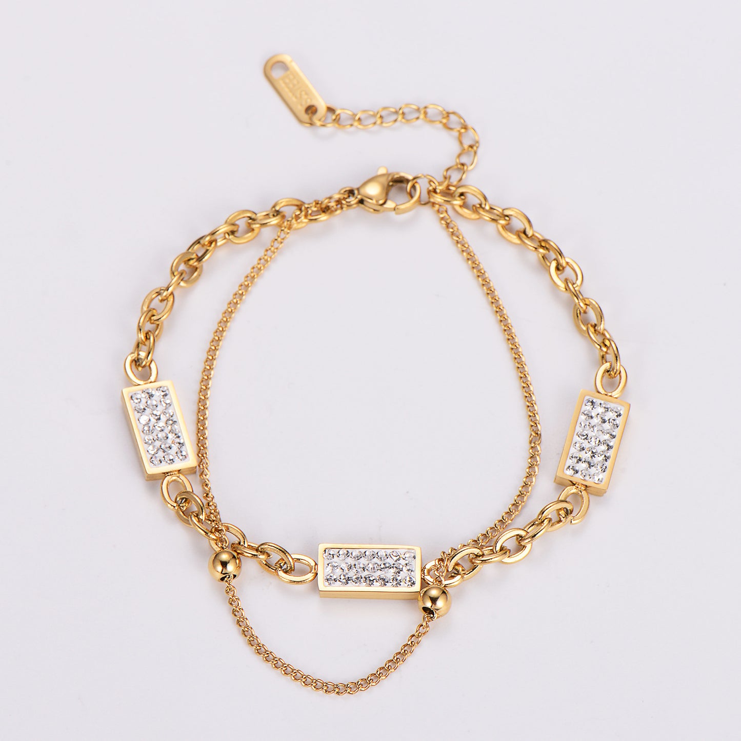 Crystal Square Charm Bracelet