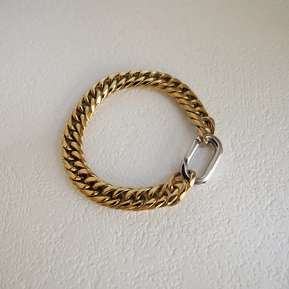 Two Tone Cuban Chain Bracelet